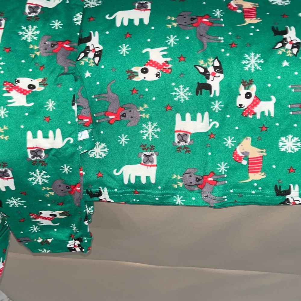 Festive Green Kids Pajamas with Dog Print